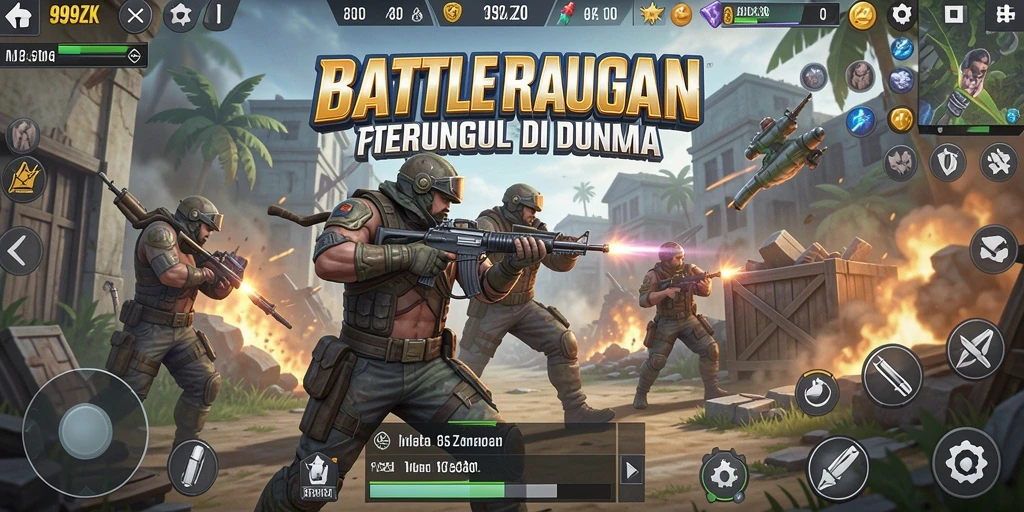 Screenshot menampilkan aksi menegangkan dalam game Battle Royale 999ZK.