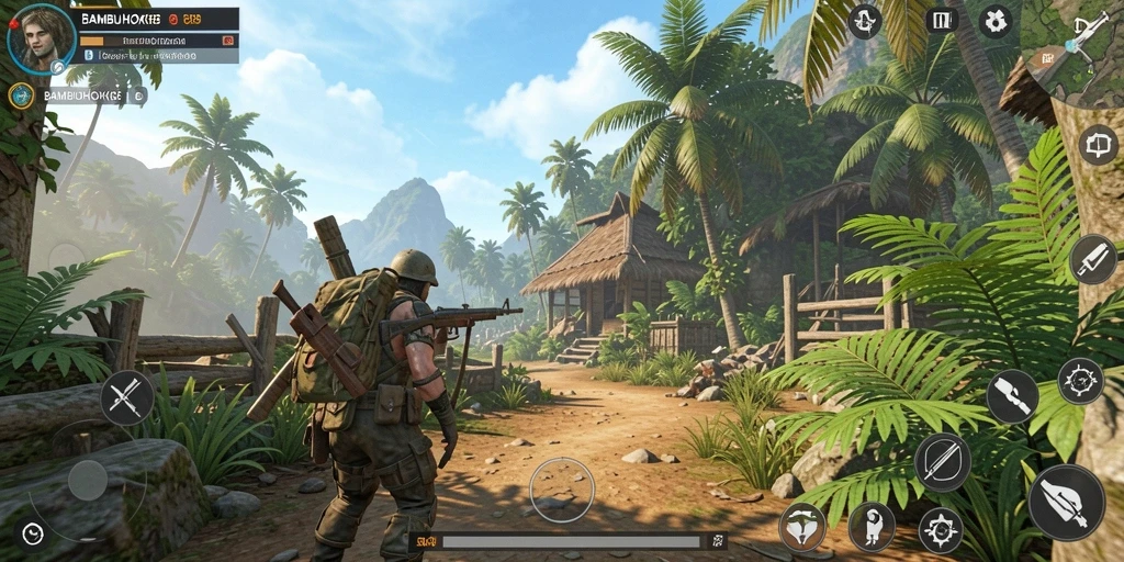 Screenshot gameplay <strong>BAMBUHOKI88</strong> menampilkan keindahan pemandangan Open World.