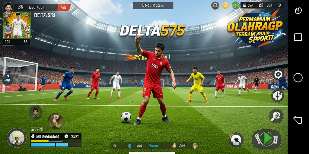 Tampilan screenshot utama DELTA575 yang menunjukkan aksi seru dalam game olahraga.