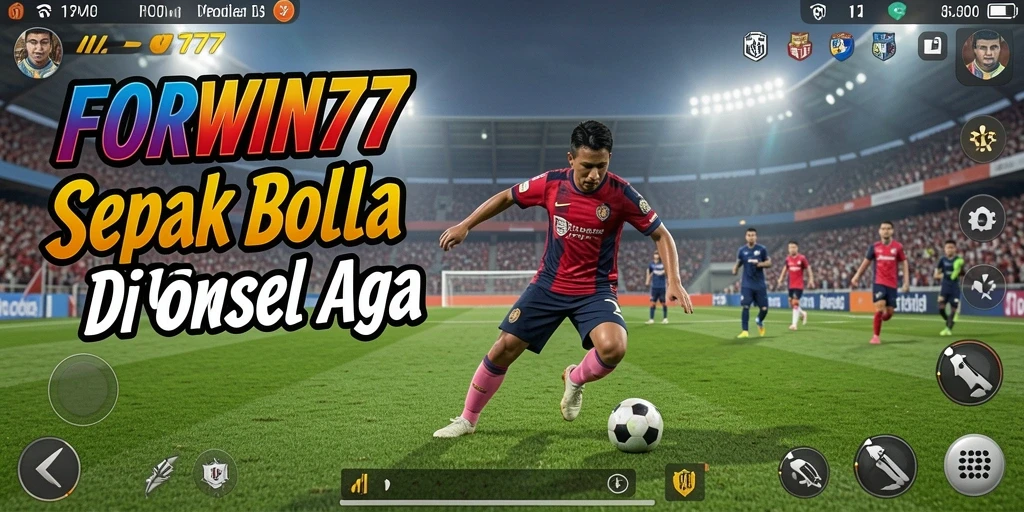 Screenshot FORWIN77 menampilkan momen mendebarkan dalam permainan sepak bola.