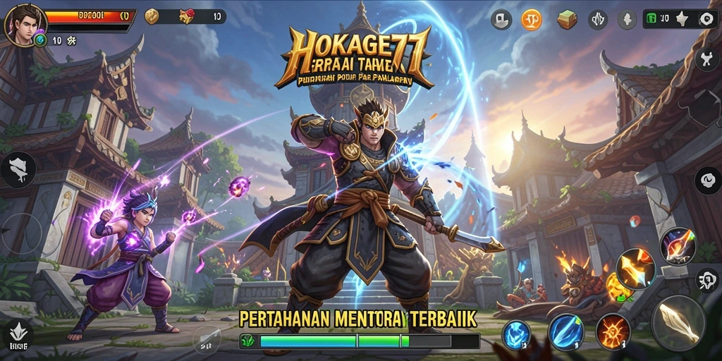 Tampilan gameplay Tower Defense yang strategis dan menarik di HOKAGE77.