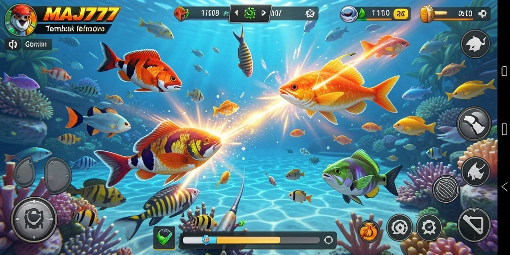 Tampilan seru dari gameplay Tembak Ikan di MAJ777.