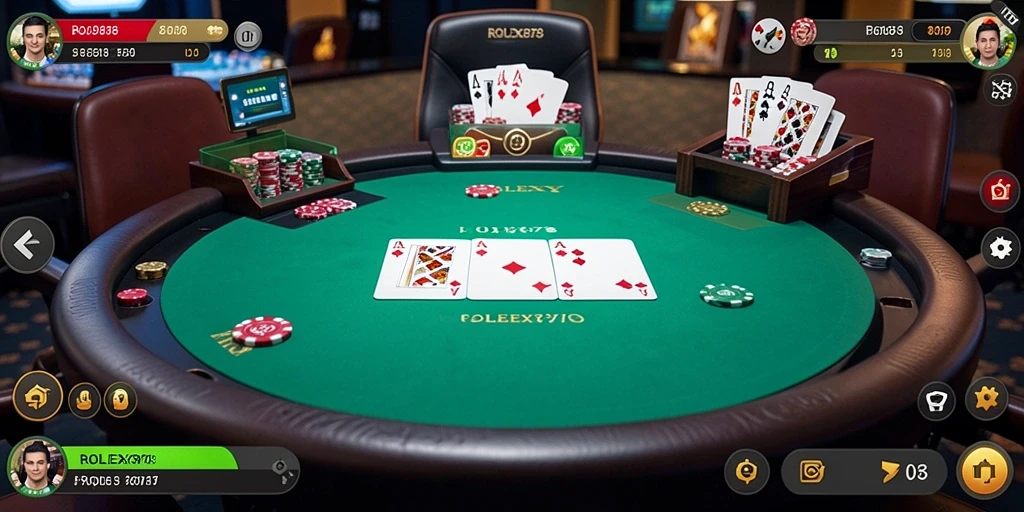 Screenshot gameplay ROLEX878 menampilkan aksi poker yang mendebarkan.